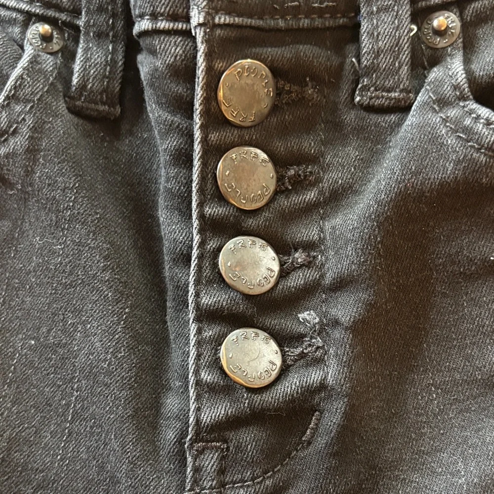 Free‎ People size 23 waist Black Women's Jeans with cute slit on front